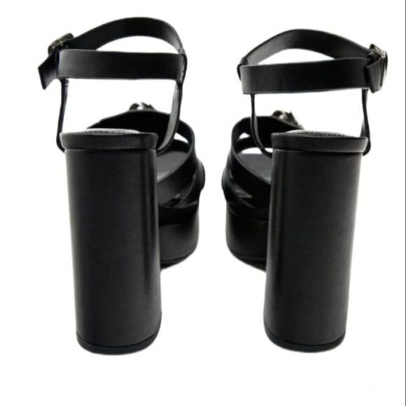ZARA STRAPPY PLATFORM HEEL SANDALS SIZE 9US Black | 3345/910 - Picture 6 of 14